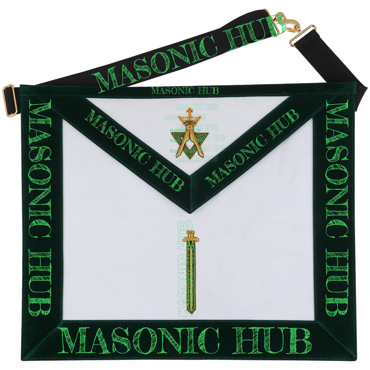 Hand-Embroidered Allied Masonic Degree (AMD) Officer Apron - Sentinel Regalia