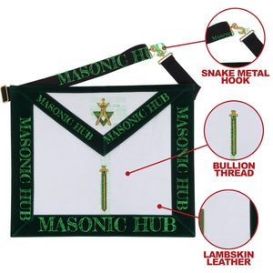 Hand-Embroidered Allied Masonic Degree (AMD) Officer Apron - Sentinel Regalia My Store