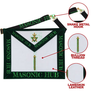 Hand-Embroidered Allied Masonic Degree (AMD) Officer Apron - Sentinel Regalia My Store