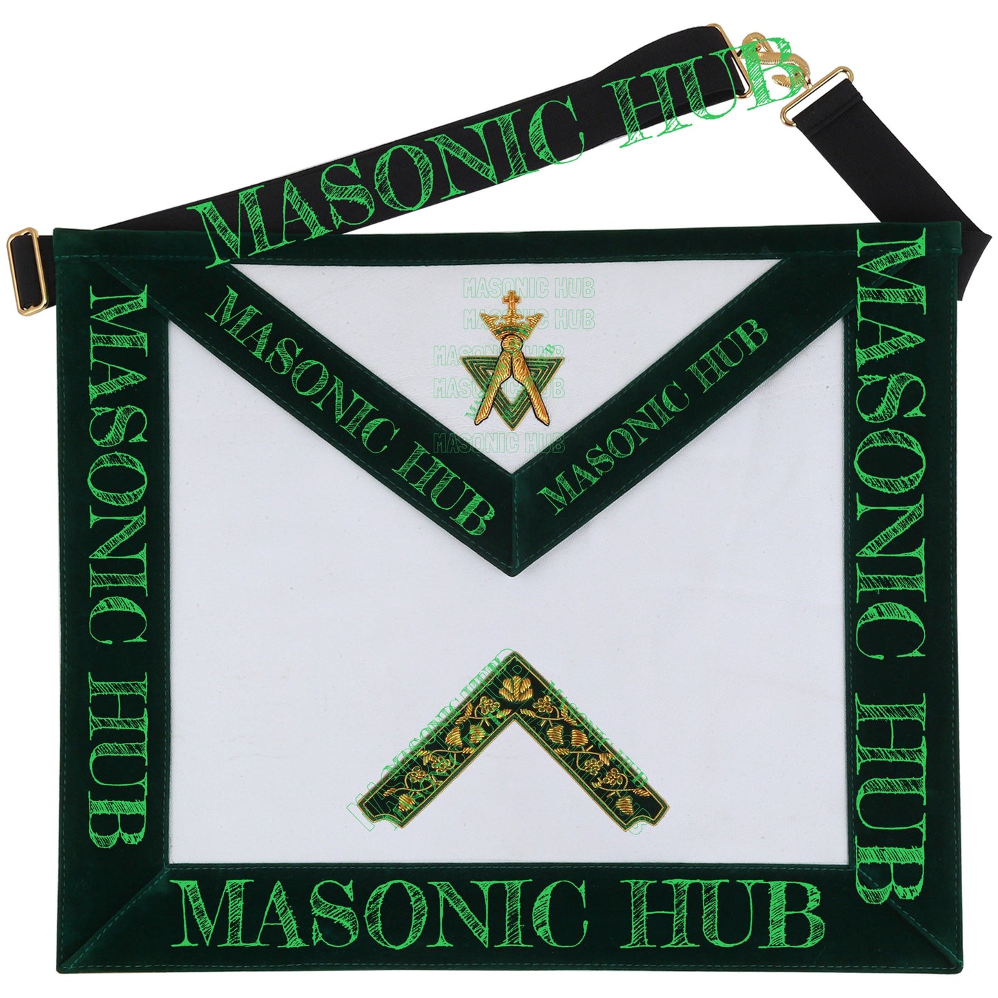 Hand-Embroidered Allied Masonic Degree (AMD) Officer Apron - Worshipful Regalia