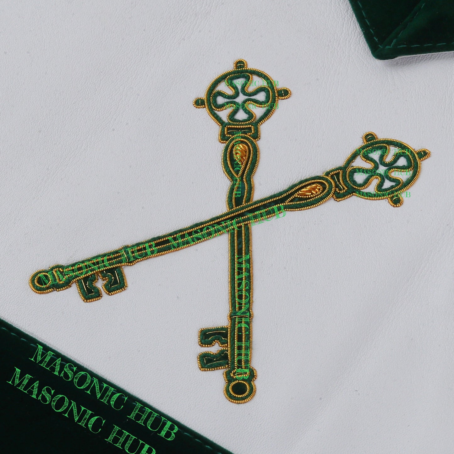 Hand-Embroidered Allied Masonic Degree (AMD) Officer Apron - Treasurer Regalia