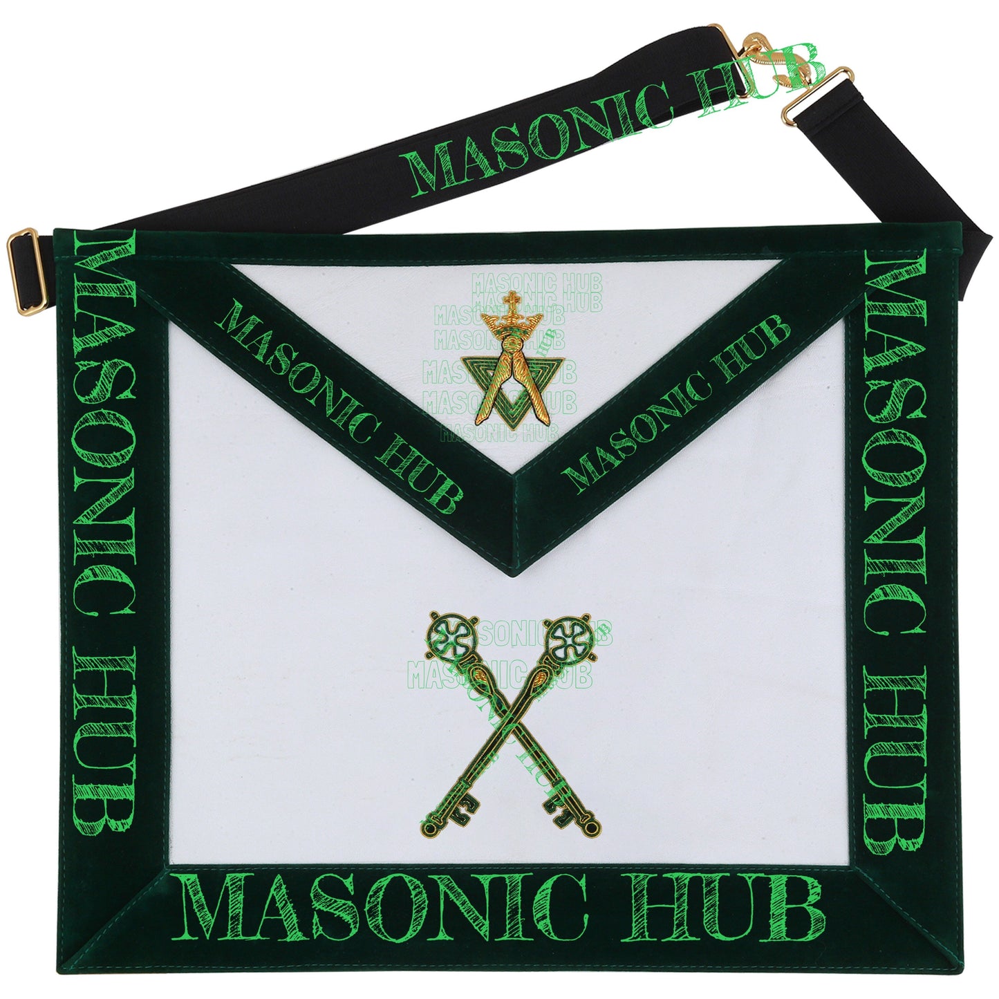 Hand-Embroidered Allied Masonic Degree (AMD) Officer Apron - Treasurer Regalia