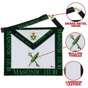 Hand-Embroidered Allied Masonic Degree (AMD) Officer Apron Secretary - Treasurer My Store