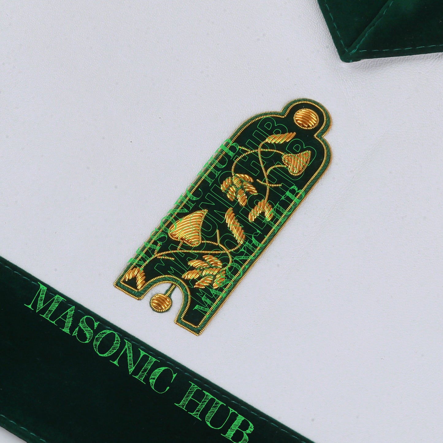 Hand-Embroidered Allied Masonic Degree (AMD) Officer Apron Junior Warde Regalia