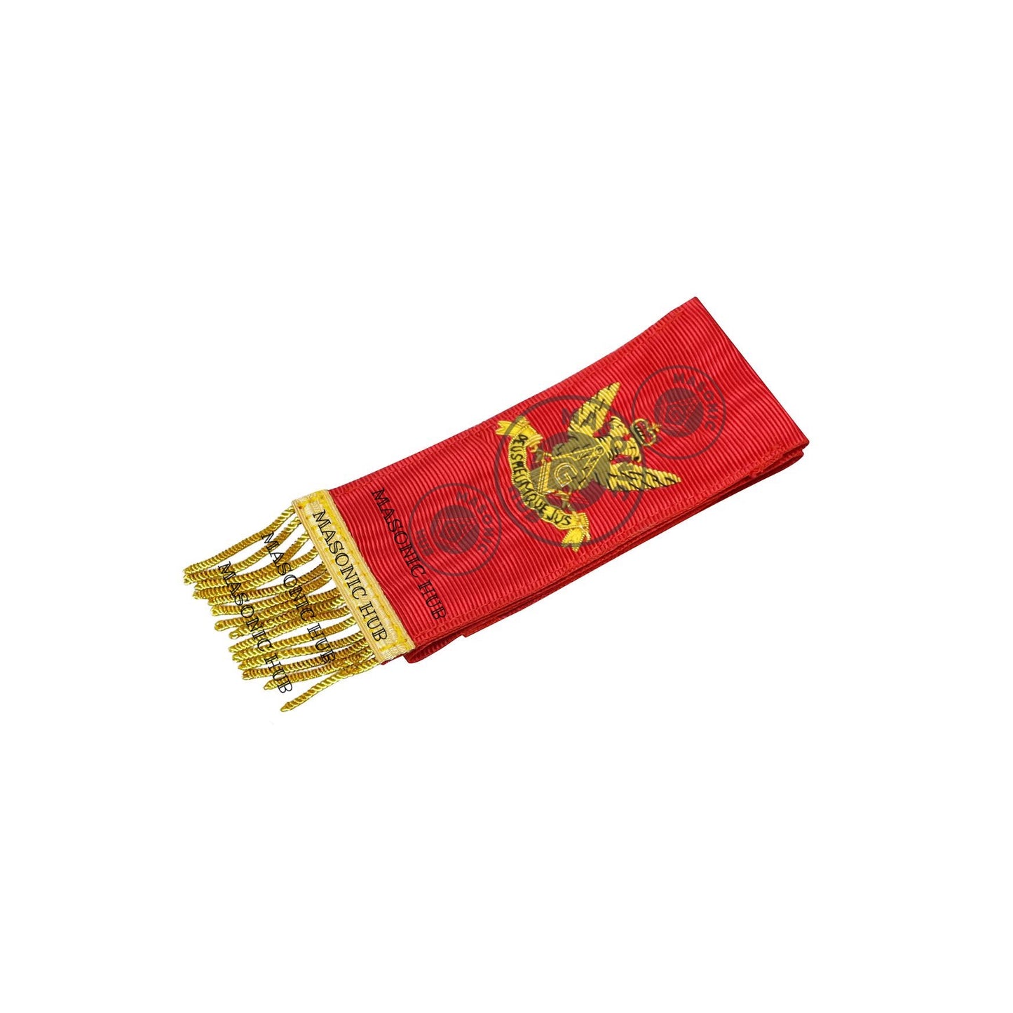 Scottish Rite Bible Marker – Hand Embroidered Red Ribbon with Gold Fringe