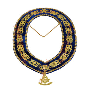 Masonic Past Master Metal Chain Collar Blue Backing With Rhinestones + Free Jewe Masonic Hub