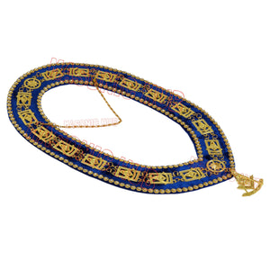 Masonic Past Master Metal Chain Collar Blue Backing With Rhinestones + Free Jewe Masonic Hub
