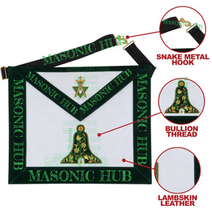 Hand-Embroidered Allied Masonic Degree (AMD) Officer Apron Senior Warden Regalia My Store