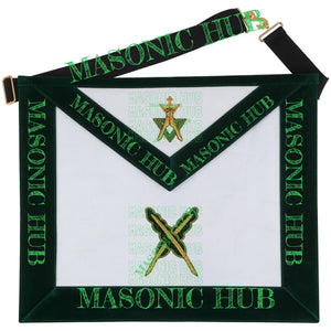 Hand-Embroidered Allied Masonic Degree (AMD) Officer Apron Secretary - Regalia My Store