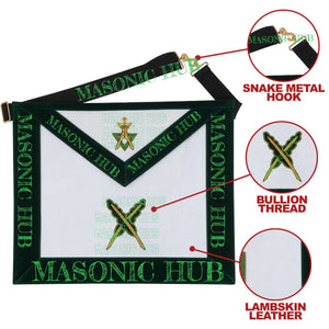 Hand-Embroidered Allied Masonic Degree (AMD) Officer Apron Secretary - Regalia My Store
