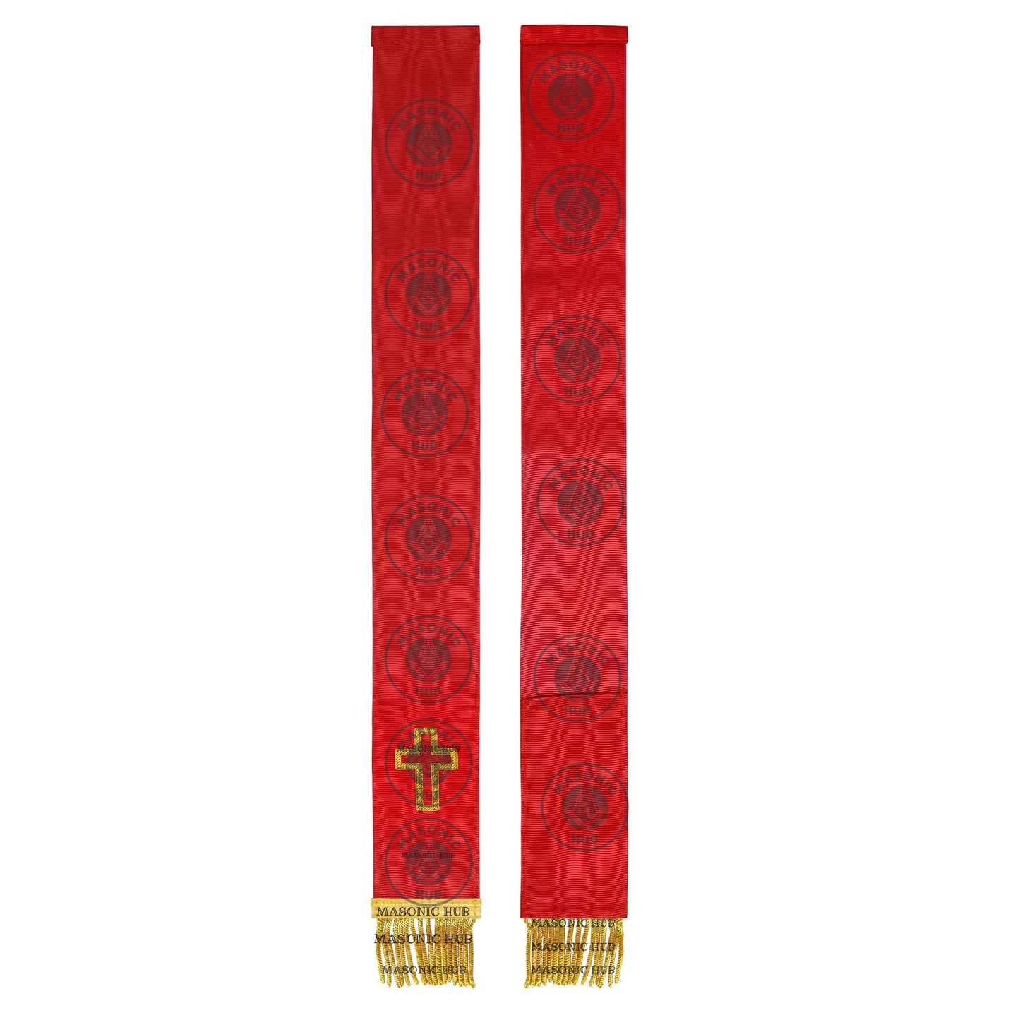 Knight Templar Red Bible Marker – Hand Embroidered Gold Cross & Bullion Fringe