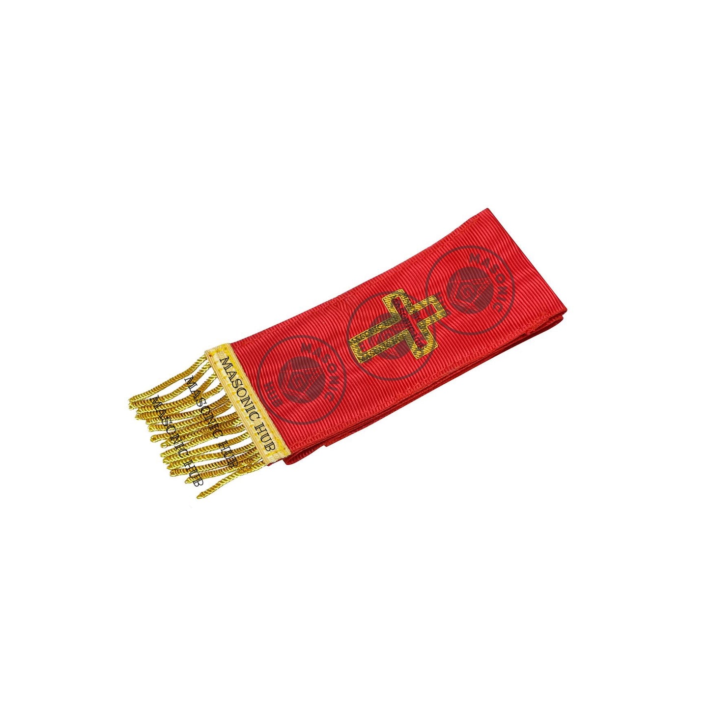 Knight Templar Red Bible Marker – Hand Embroidered Gold Cross & Bullion Fringe