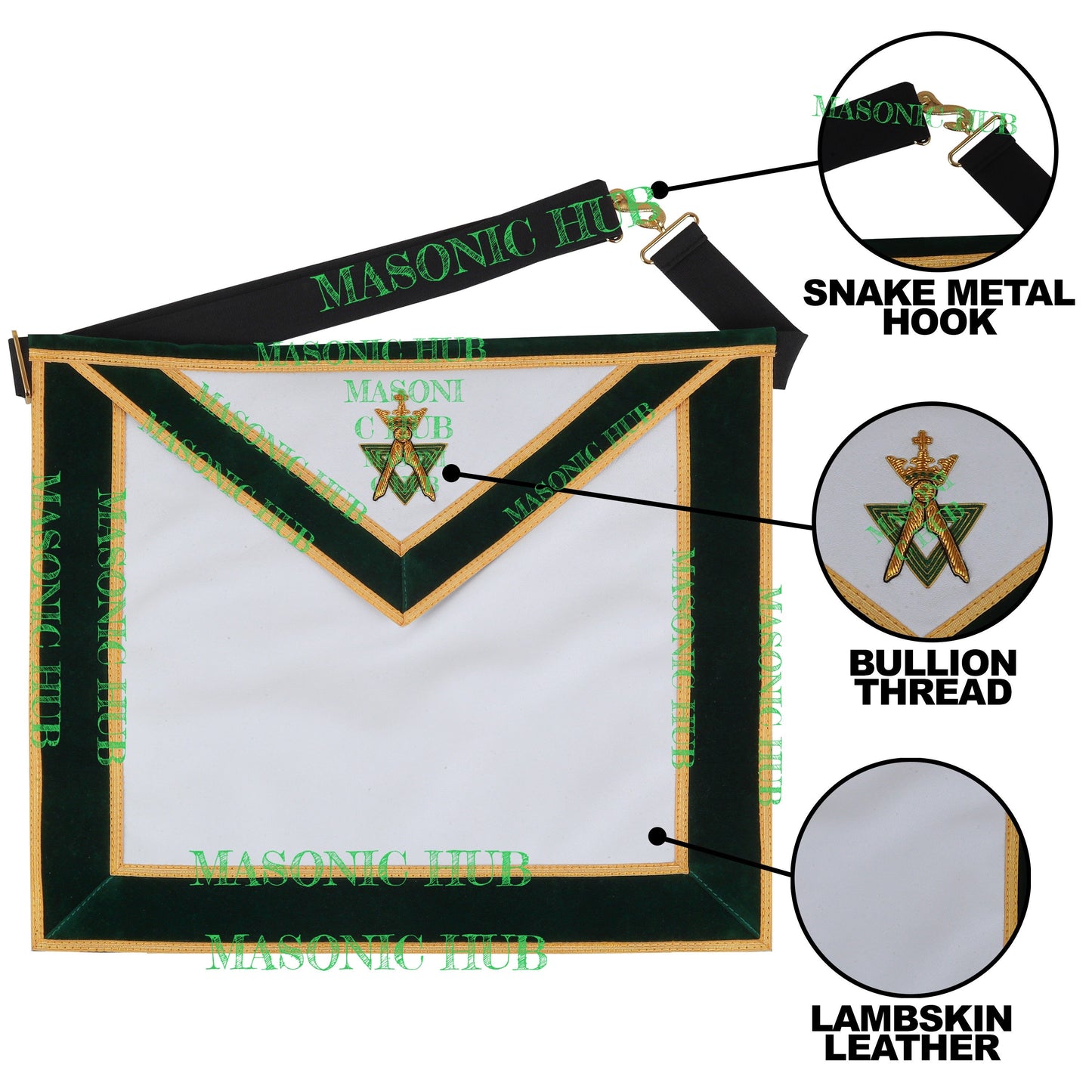 Allied Masonic Degrees (AMD) Past Sovereign Master Lambskin Apron - Handcrafted