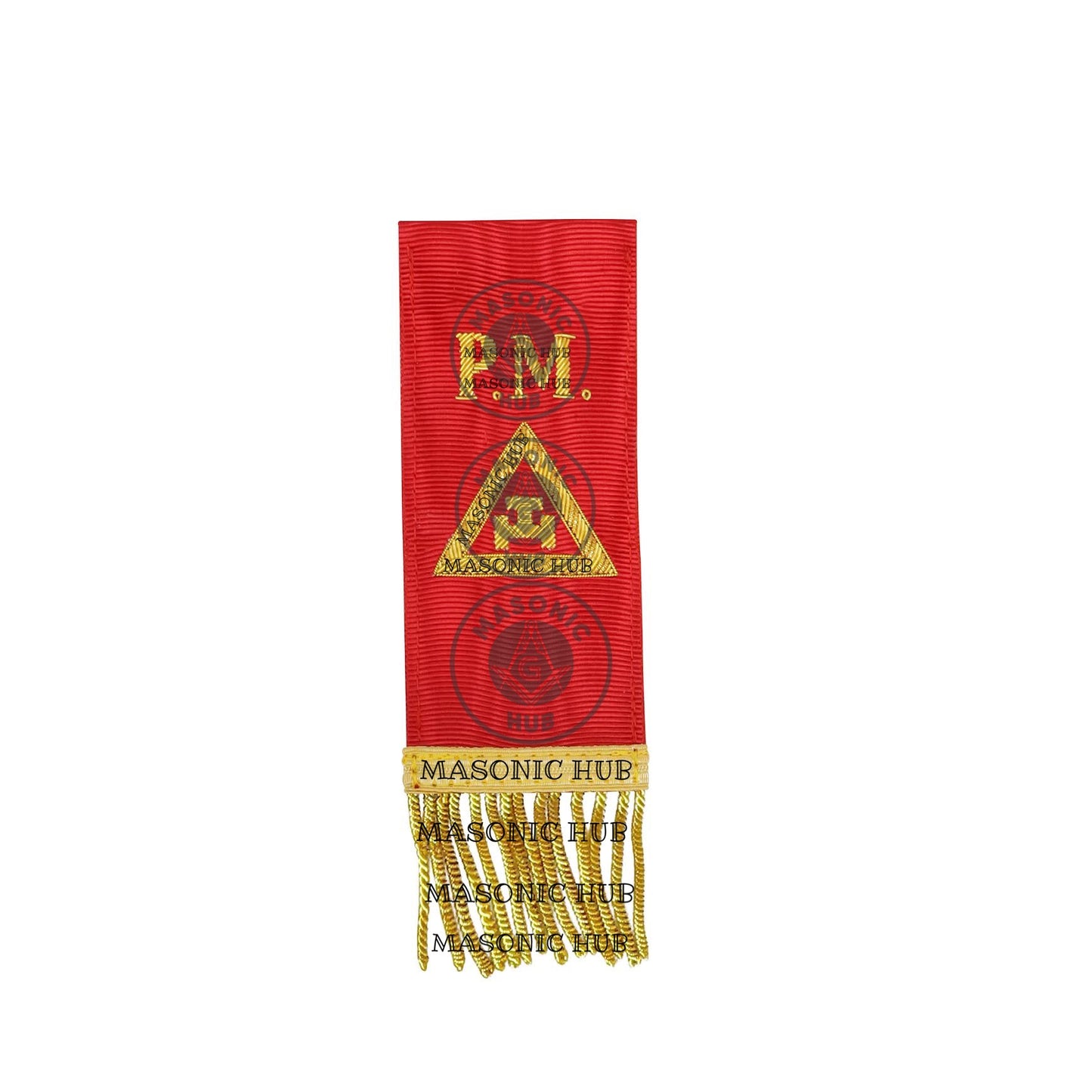 Royal Arch Bible Marker Virtual Past Master - Red Ribbon with Gold Embroidery
