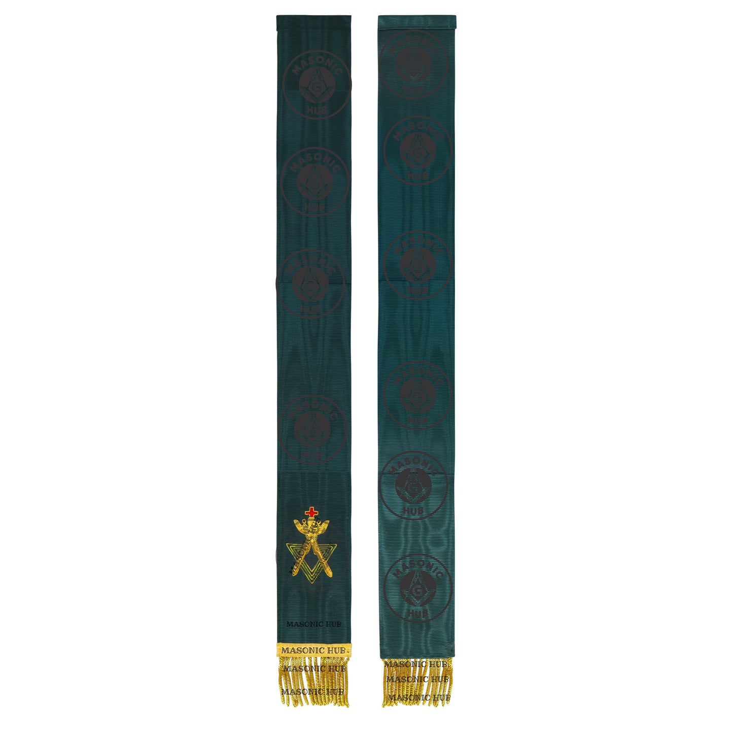 Allied Masonic Degrees Bible Marker – Hand Embroidered Green Ribbon AMD Symbol