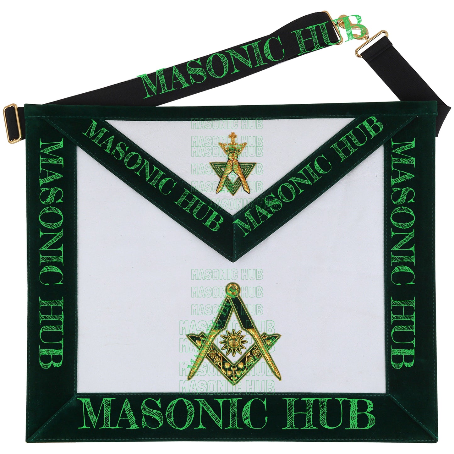 Hand-Embroidered Allied Masonic Degree (AMD) Officer Apron Senior Deacon Regalia