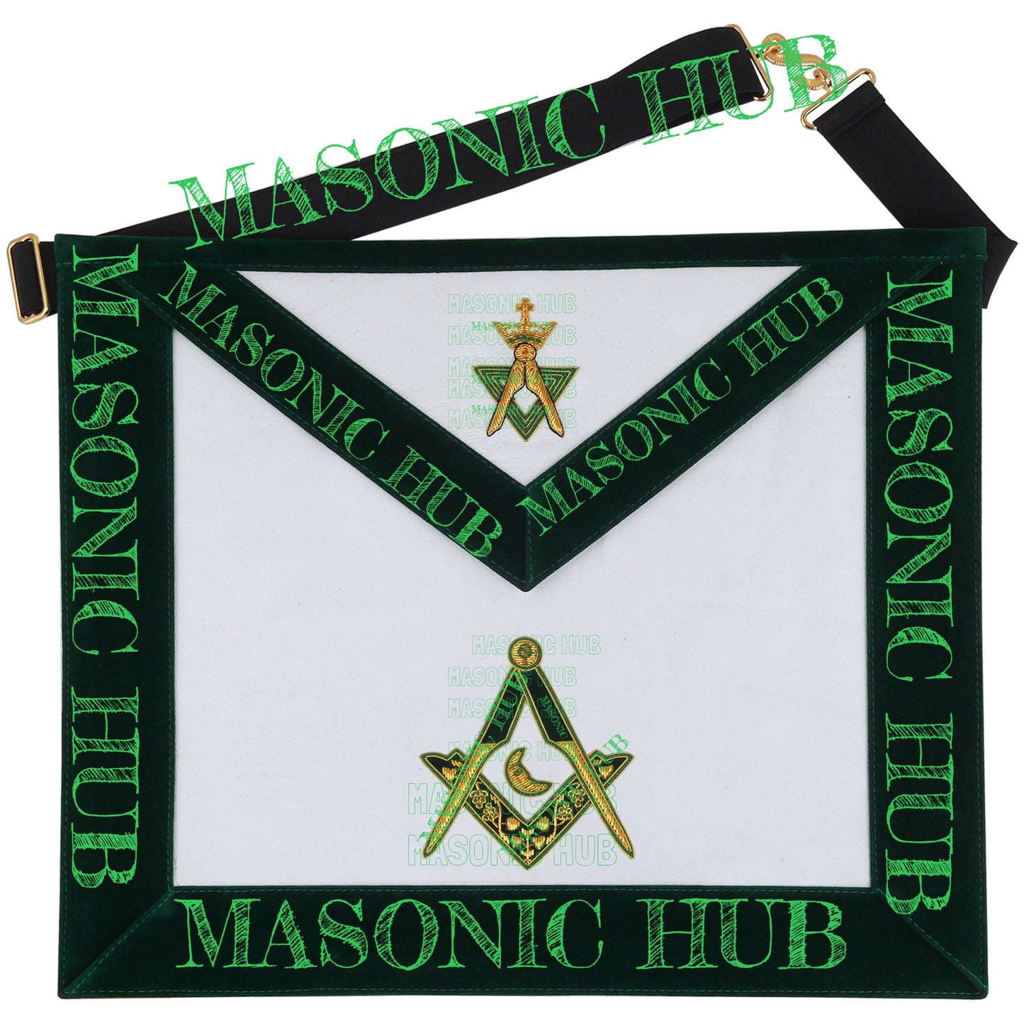 Hand-Embroidered Allied Masonic Degree (AMD) Officer Apron Junior Deacon Regalia