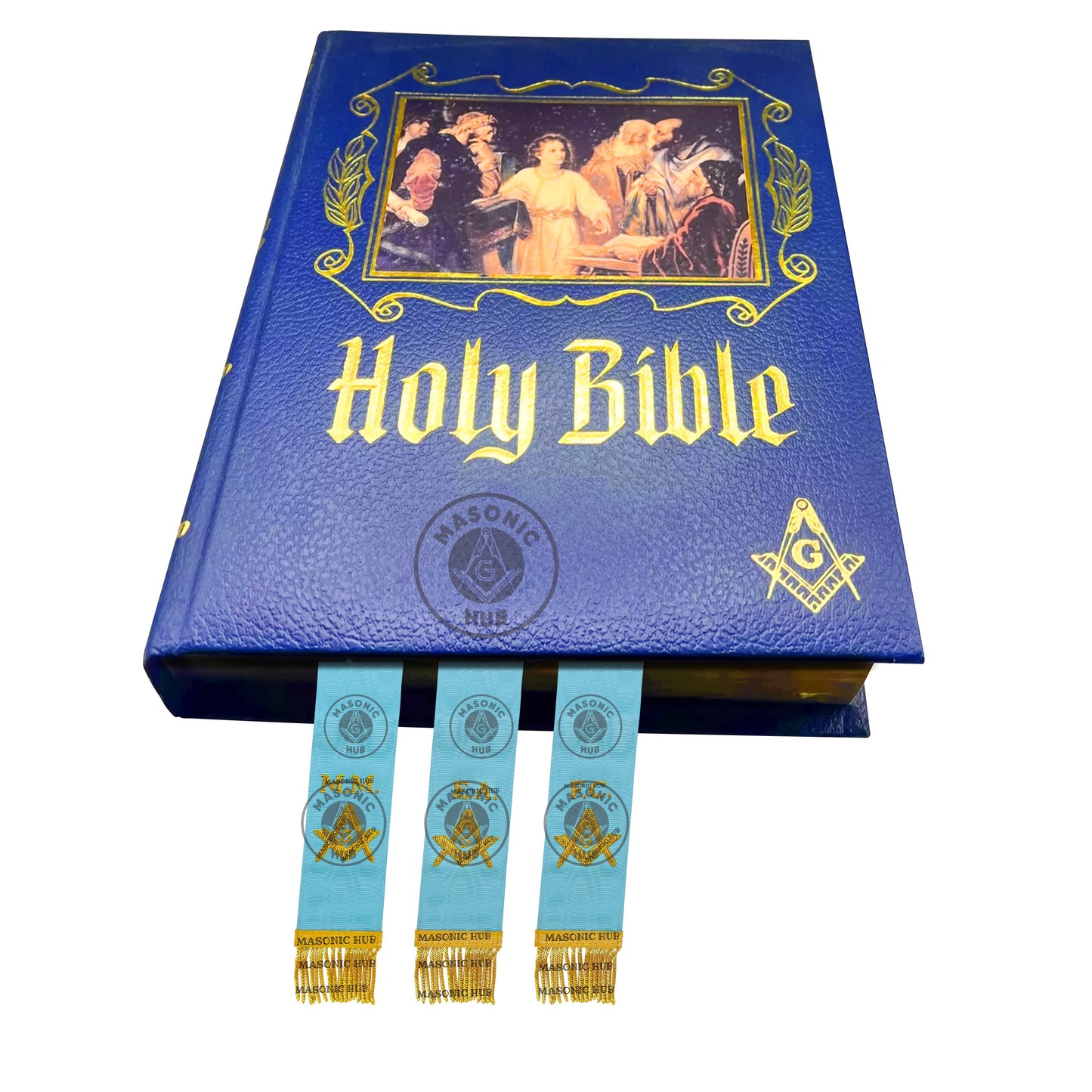 Masonic Bible Markers Set of 3 – Hand Embroidered EA FC MM Light Blue Ribbon