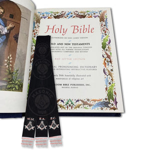 Masonic Bible Markers Set of 3 – Hand Embroidered Black & Silver Funeral Regalia Masonic Hub