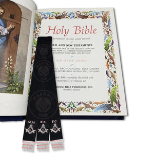 Masonic Bible Markers Set of 3 – Hand Embroidered Black & Silver Funeral Regalia Masonic Hub