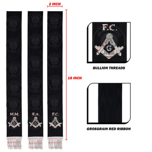 Masonic Bible Markers Set of 3 – Hand Embroidered Black & Silver Funeral Regalia Masonic Hub