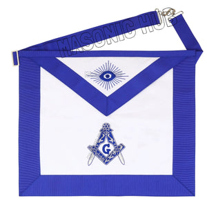 MASONIC MASTER MASON 100% LAMBSKIN APRON BLUE HAND EMBROIDERED SILVER BULLION Masonic Hub