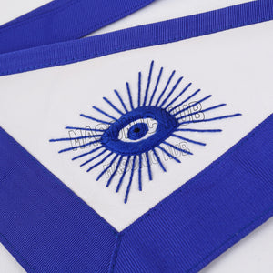 MASONIC MASTER MASON 100% LAMBSKIN APRON BLUE HAND EMBROIDERED GOLD BULLION Masonic Hub