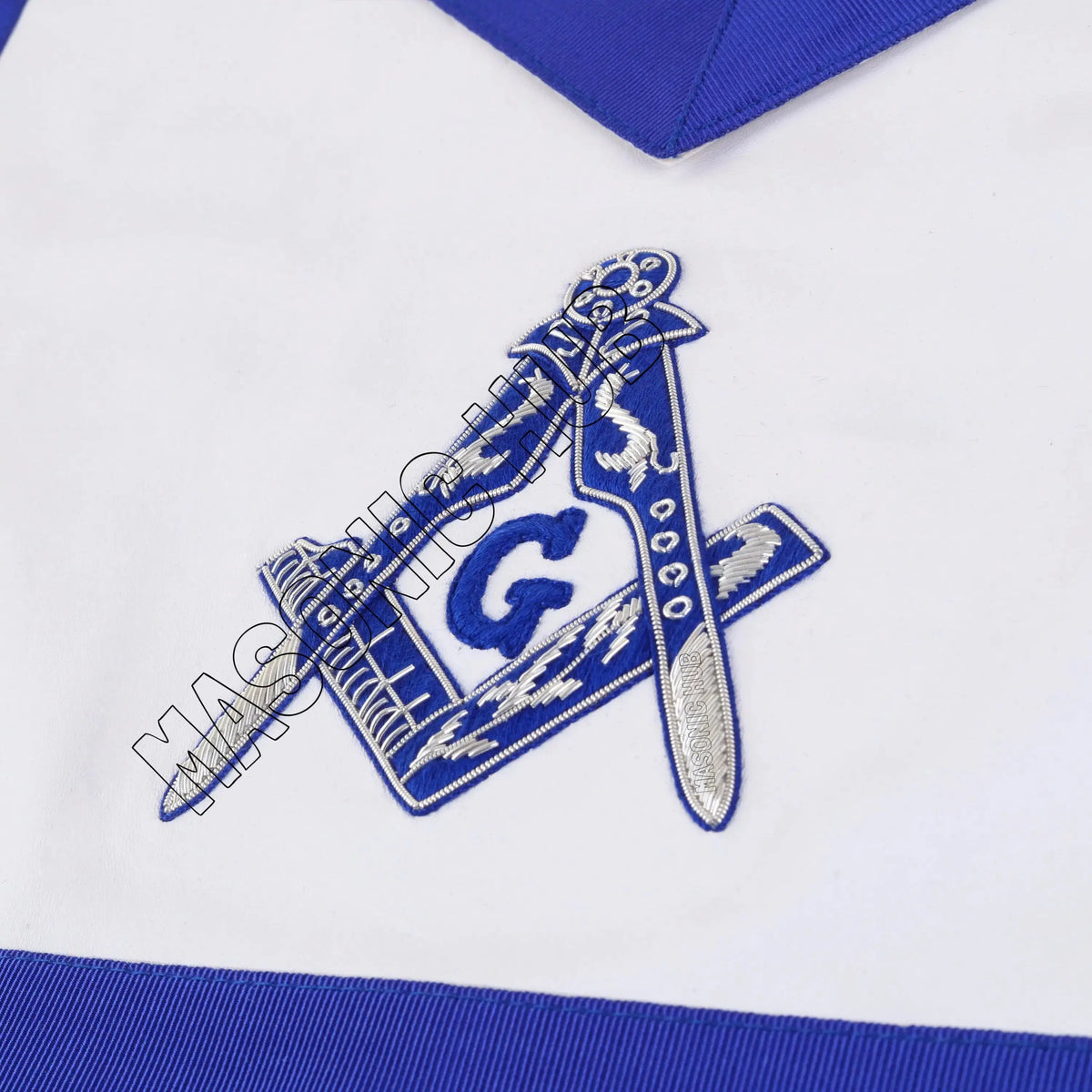 MASONIC MASTER MASON 100% LAMBSKIN APRON BLUE HAND EMBROIDERED SILVER BULLION Masonic Hub