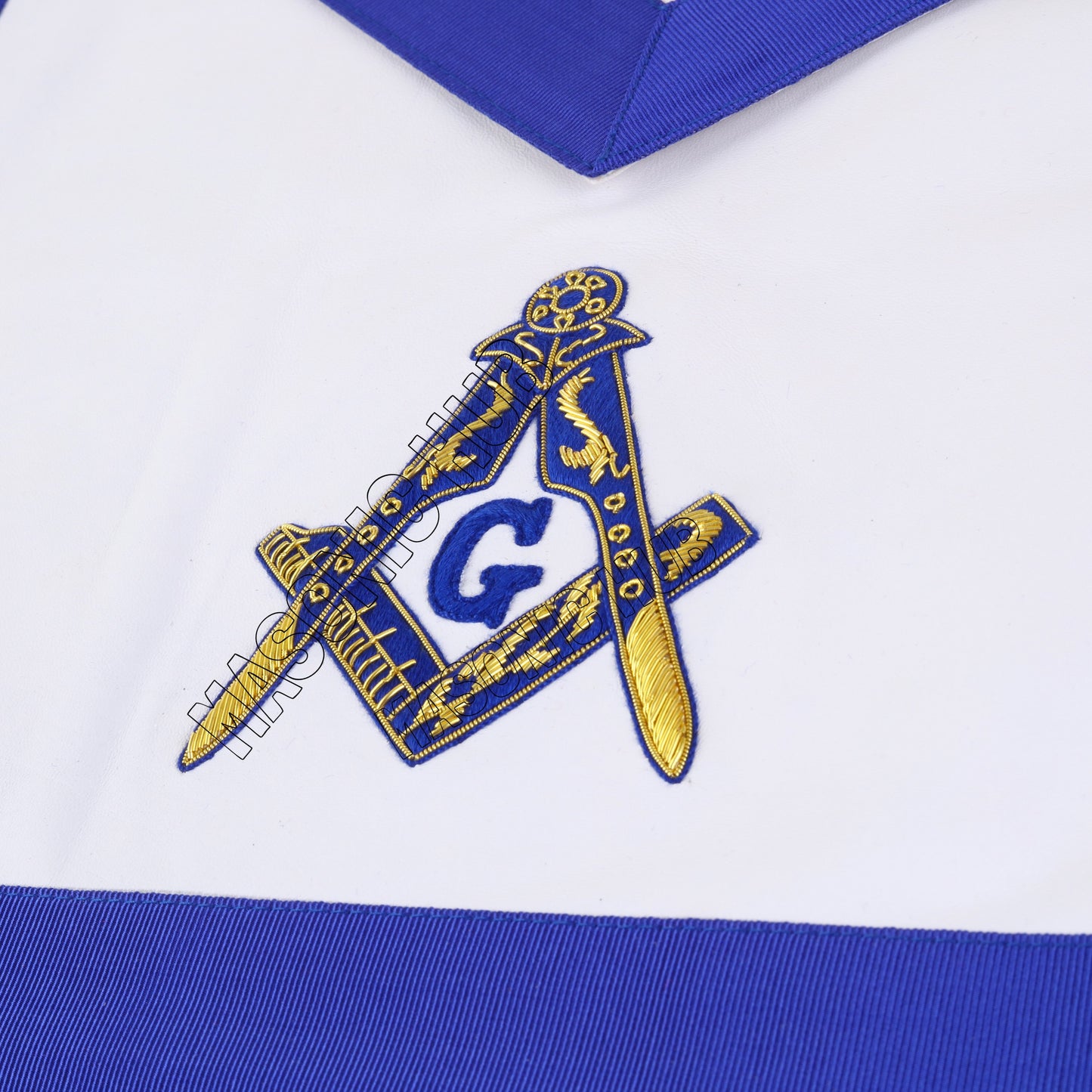 MASONIC MASTER MASON 100% LAMBSKIN APRON BLUE HAND EMBROIDERED GOLD BULLION