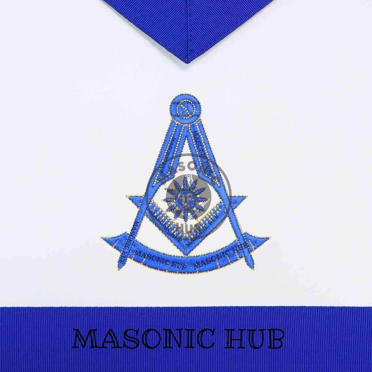 Masonic Past Master Apron – Freemason Blue Lodge Regalia with Machine Embroidery Masonic Hub