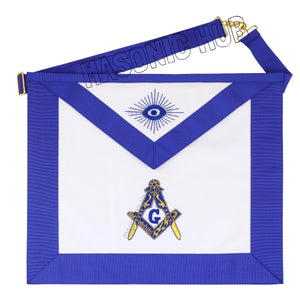 MASONIC MASTER MASON 100% LAMBSKIN APRON BLUE HAND EMBROIDERED GOLD BULLION Masonic Hub