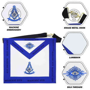 Masonic Past Master Apron – Freemason Blue Lodge Regalia with Machine Embroidery Masonic Hub