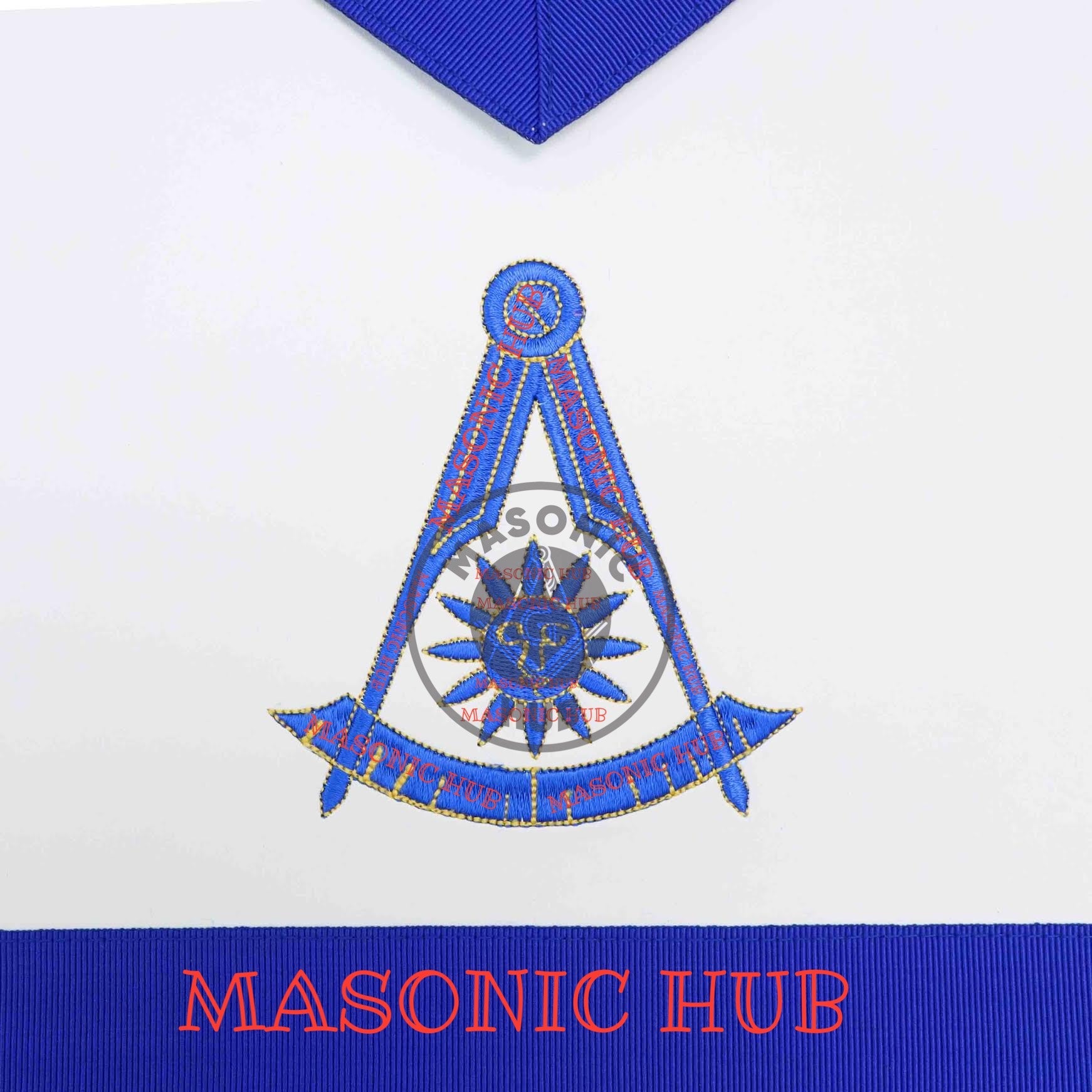 Past Master Masonic Apron Compass & Quadrant with Sun Emblem Machine Embroidery Masonic Hub
