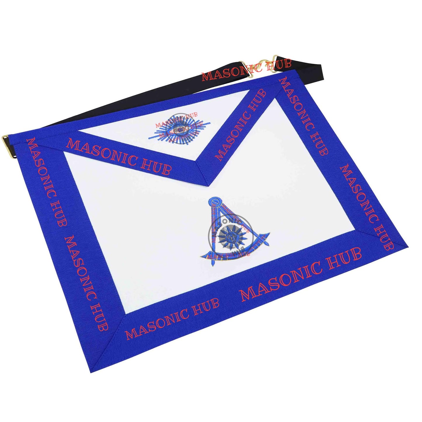 Past Master Masonic Apron Compass & Quadrant with Sun Emblem Machine Embroidery