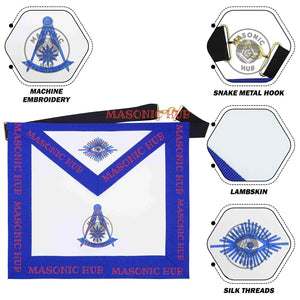Past Master Masonic Apron Compass & Quadrant with Sun Emblem Machine Embroidery Masonic Hub