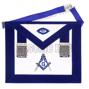 Masonic Master Mason 100% Lambskin Apron – Blue Velvet with Silver Bullion Embroidery Masonic Hub
