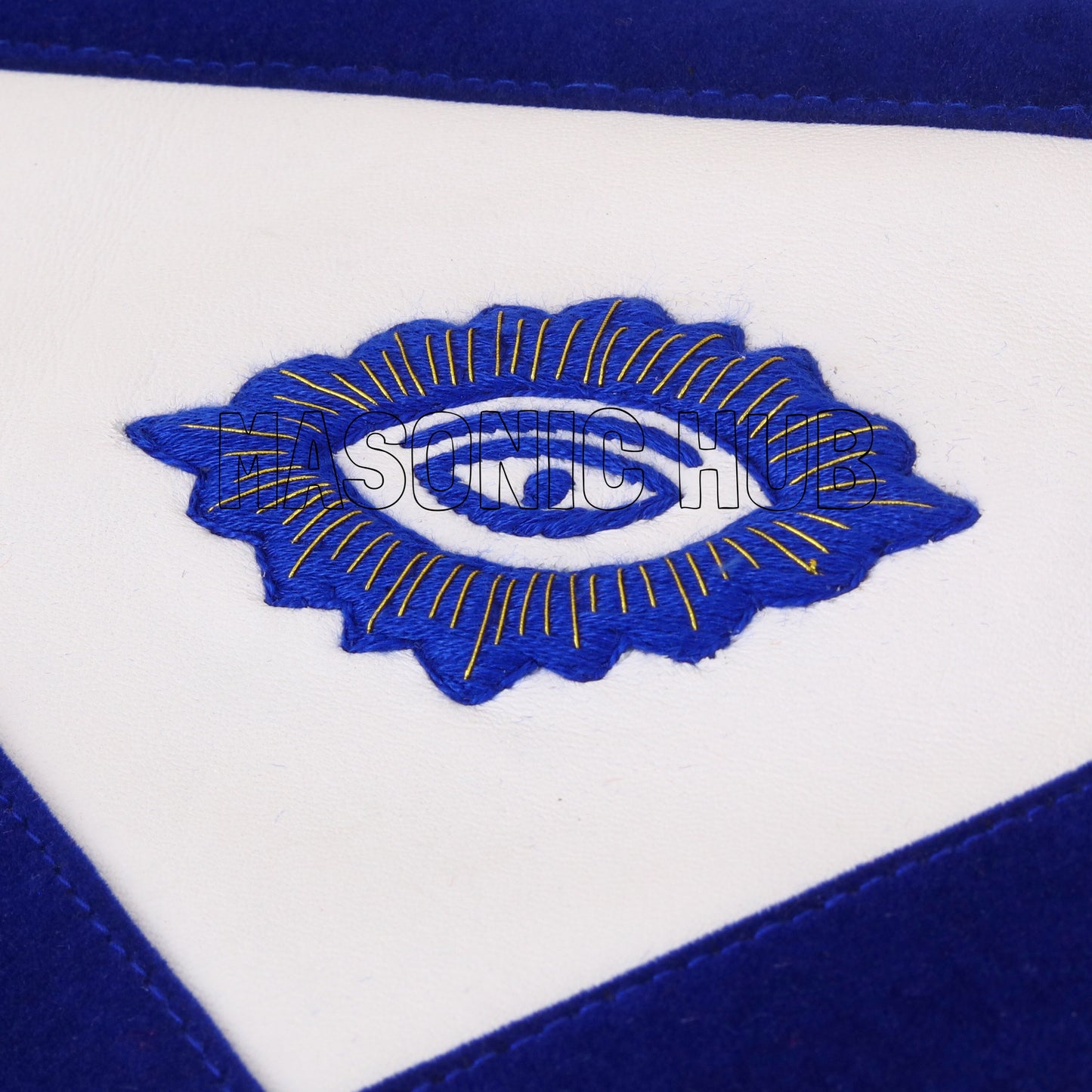 Masonic Master Mason 100% Lambskin Apron – Blue Velvet with Gold Bullion Embroidery