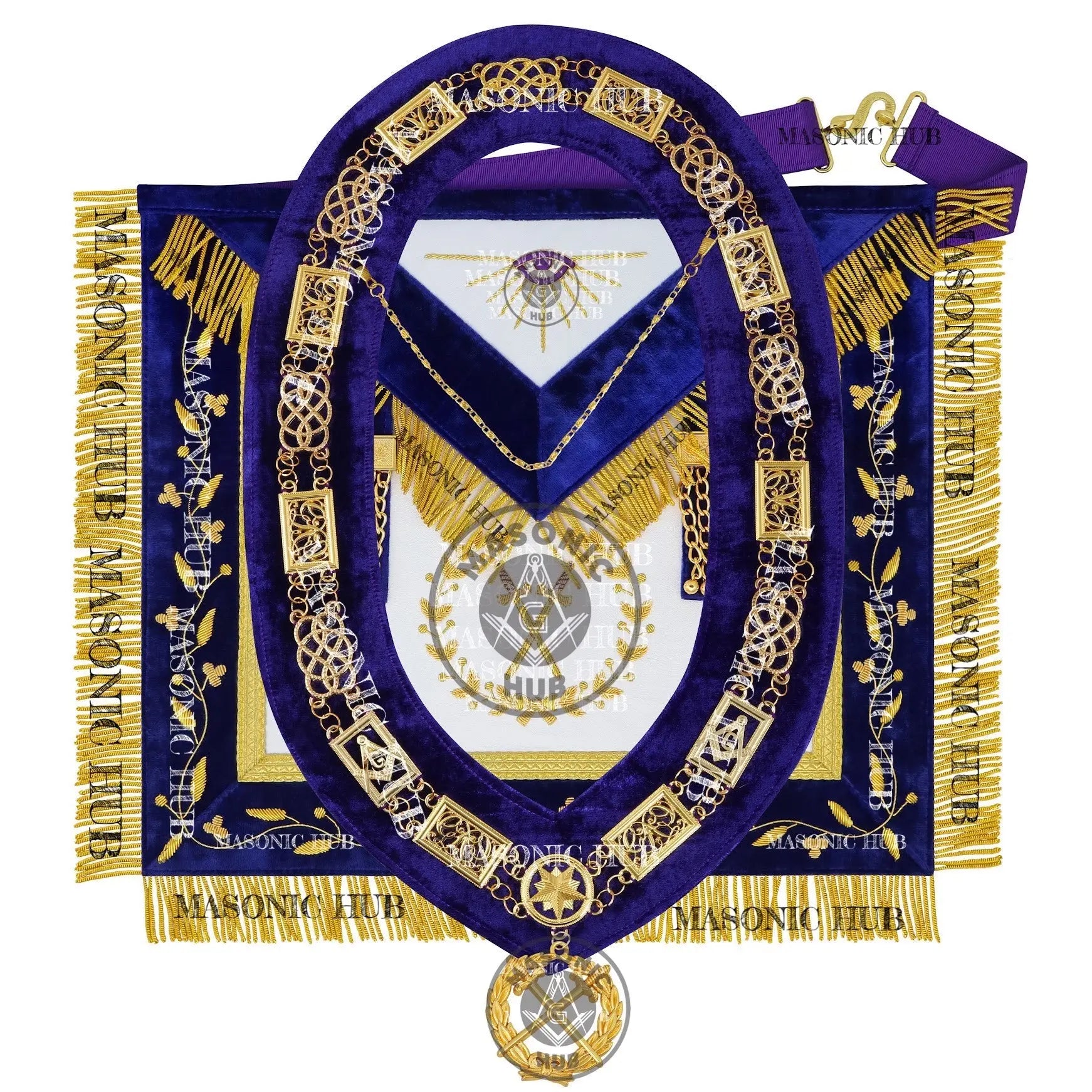 Masonic Grand Lodge Sentinel Regalia Set – Hand Embroidered Lambskin Apron Masonic Hub