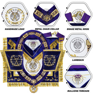 Masonic Grand Lodge Sentinel Regalia Set – Hand Embroidered Lambskin Apron Masonic Hub