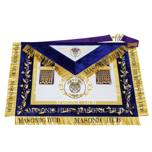Masonic Grand Lodge Secretary Regalia Set – Hand Embroidered Lambskin Apron Masonic Hub