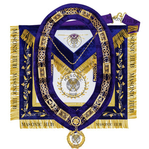 Masonic Grand Lodge Secretary Regalia Set – Hand Embroidered Lambskin Apron Masonic Hub