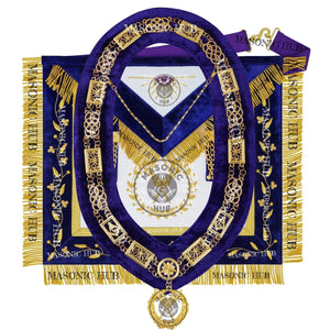 Masonic Grand Lodge Secretary Regalia Set – Hand Embroidered Lambskin Apron Masonic Hub