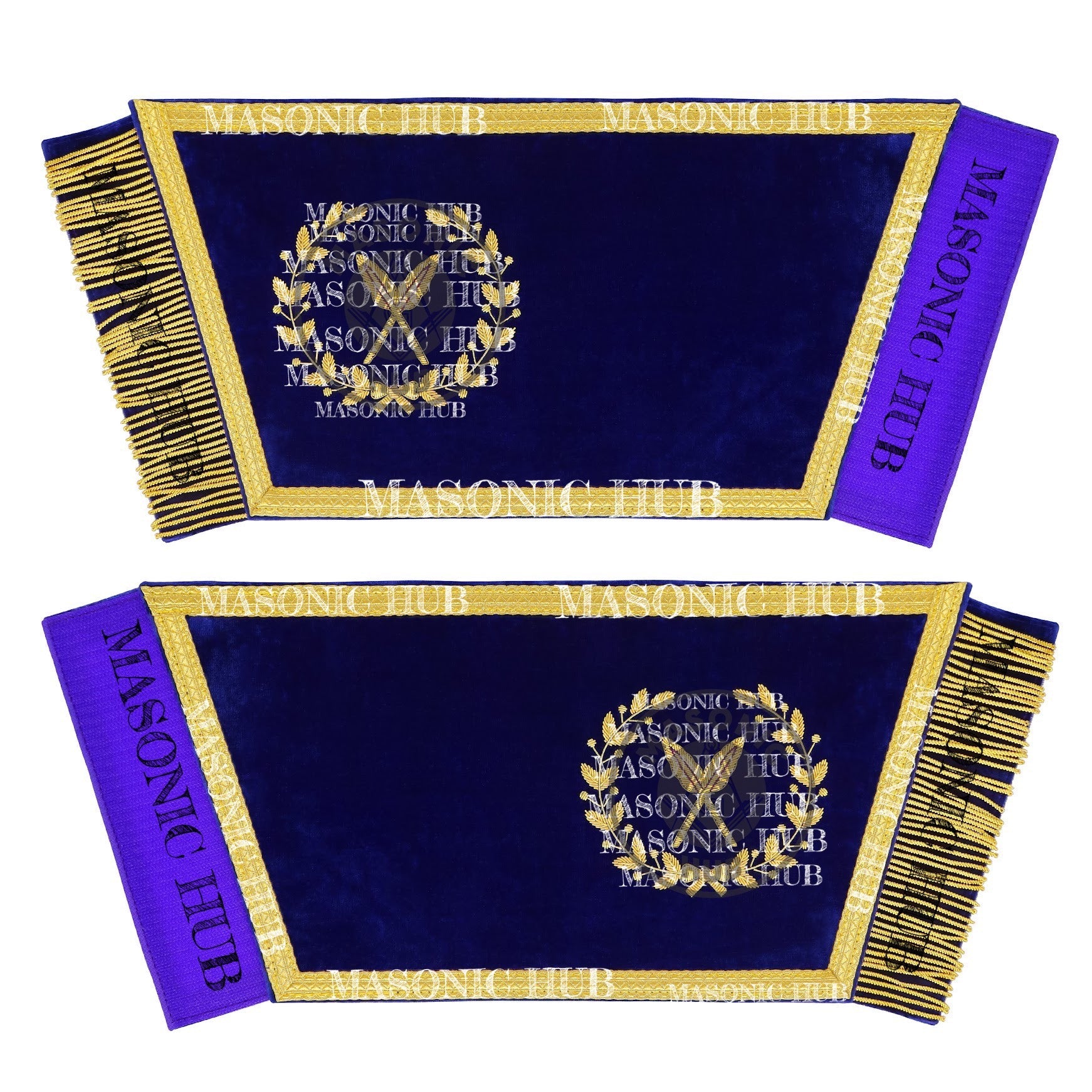 Masonic Grand Lodge Secretary Cuffs Set – Hand Embroidered Gold Bullion Masonic Hub