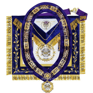 Masonic Grand Lodge Marshal Regalia Set – Hand-Embroidered Lambskin Apron Masonic Hub