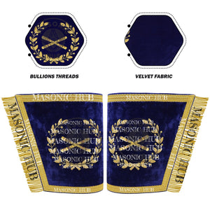 Masonic Grand Lodge Marshal Officer Cuffs – Handcrafted with Gold Bullion Embroidery Masonic Hub