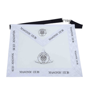 New Freemason Past Master Apron All White with Sun Emblem Machine Embroidery Masonic Hub