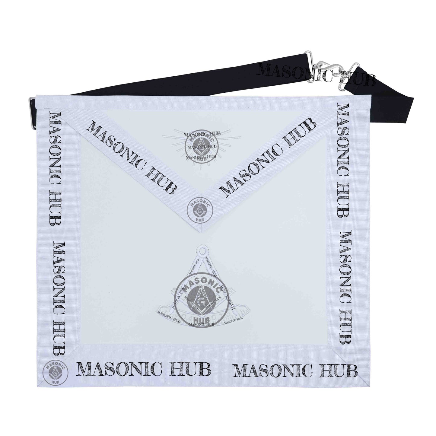 New Freemason Past Master Apron All White with Sun Emblem Machine Embroidery