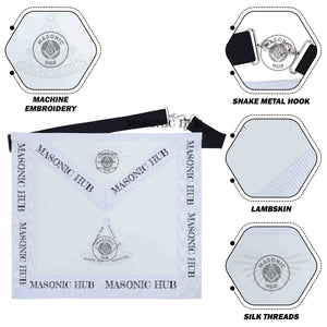 New Freemason Past Master Apron All White with Sun Emblem Machine Embroidery Masonic Hub