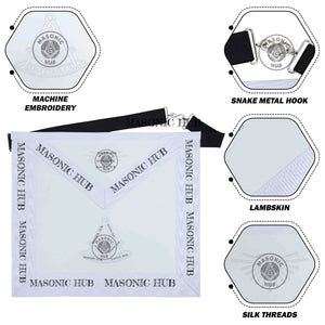 New Freemason Past Master Apron All White with Sun Emblem Machine Embroidery Masonic Hub