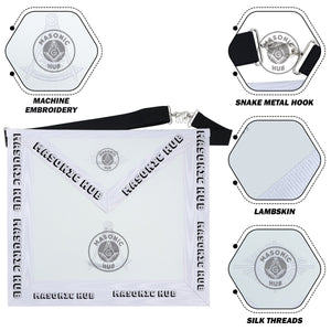 Past Master Masonic Apron Compass & Quadrant with Sun Emblem Machine Embroidery Masonic Hub